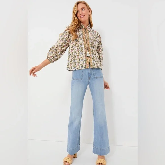 TUCKERNUCK MAREA Marigold Georgia Blouse Size XS Cotton Floral - Picture 6 of 10